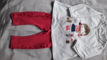 Ensemble tunique legging fuchsia et blanc 6 mois