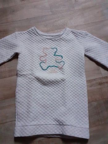Robe sweat fille gaufrée écru 4 ans