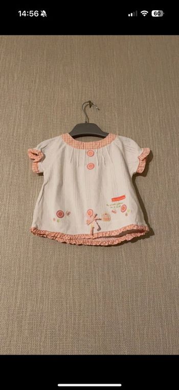 T-shirt blanc et rose La compagnie des petits Taille 12 mois