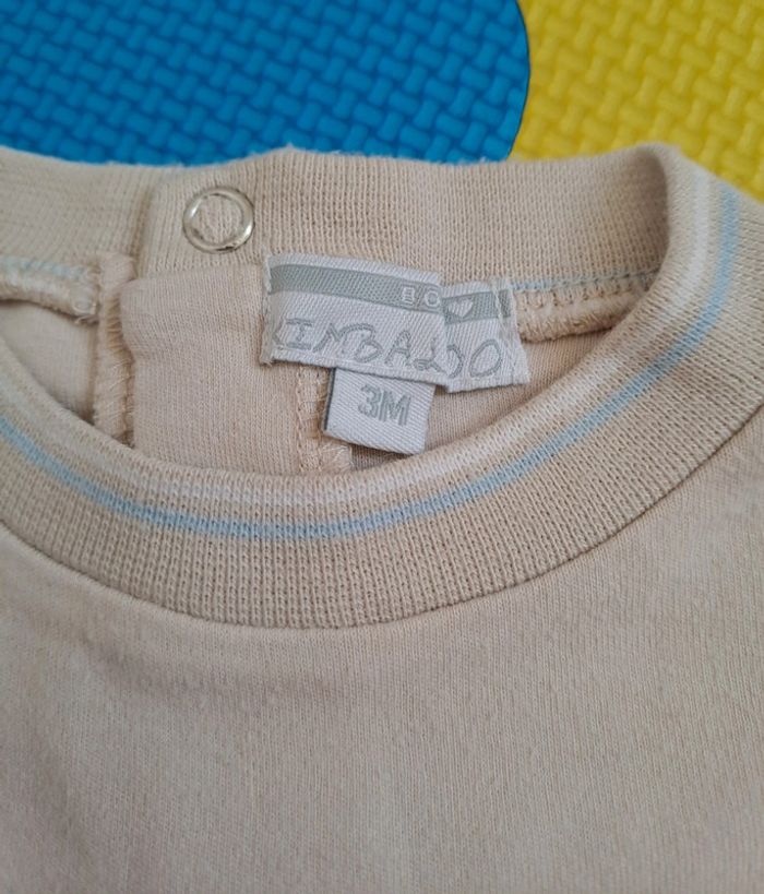 Ensemble t-shirt pantalon beige, kimbaloo, taille 3 mois (62 cm ) - photo numéro 4
