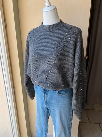 Pull gris strass Stradivarius S