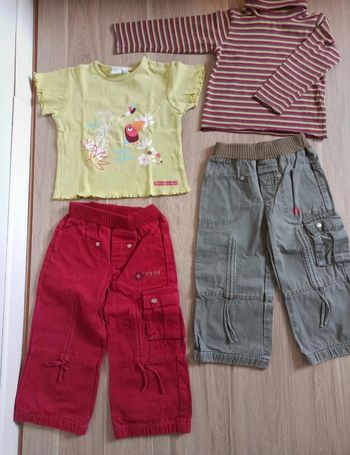 T-shirt vert cadet rousselle 4 ans T-shirt col roulé sergent major Pantalon okidz Vertbaudet 3 ans