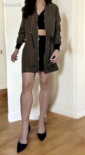 Joli veste bomber long kaki boohoo 36