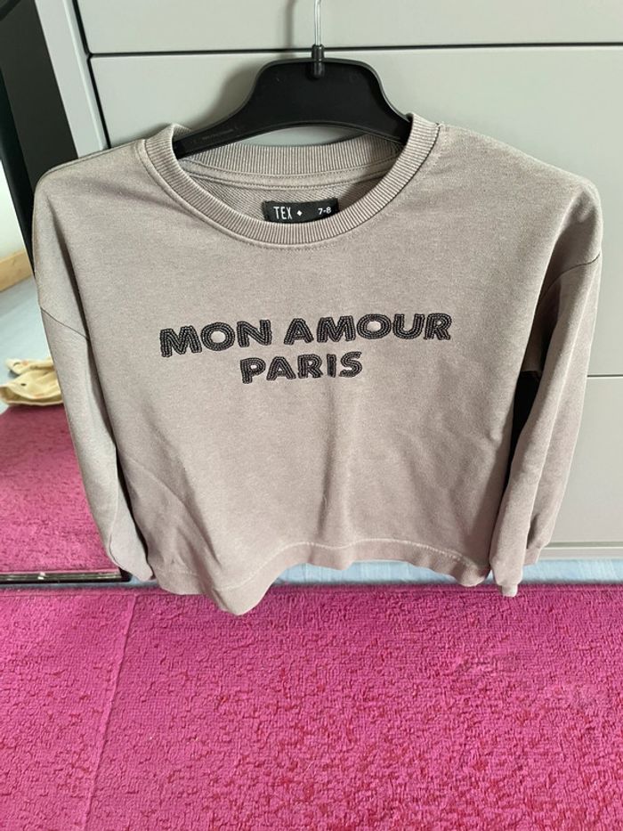 Pull fille, gris, paillettes