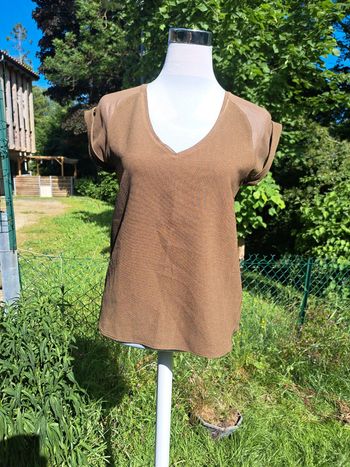 Tee-shirt bi matière kaki