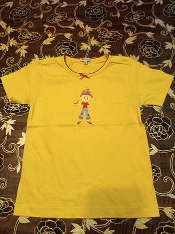 Tee-shirt manches courtes jaune imprimé petite fille