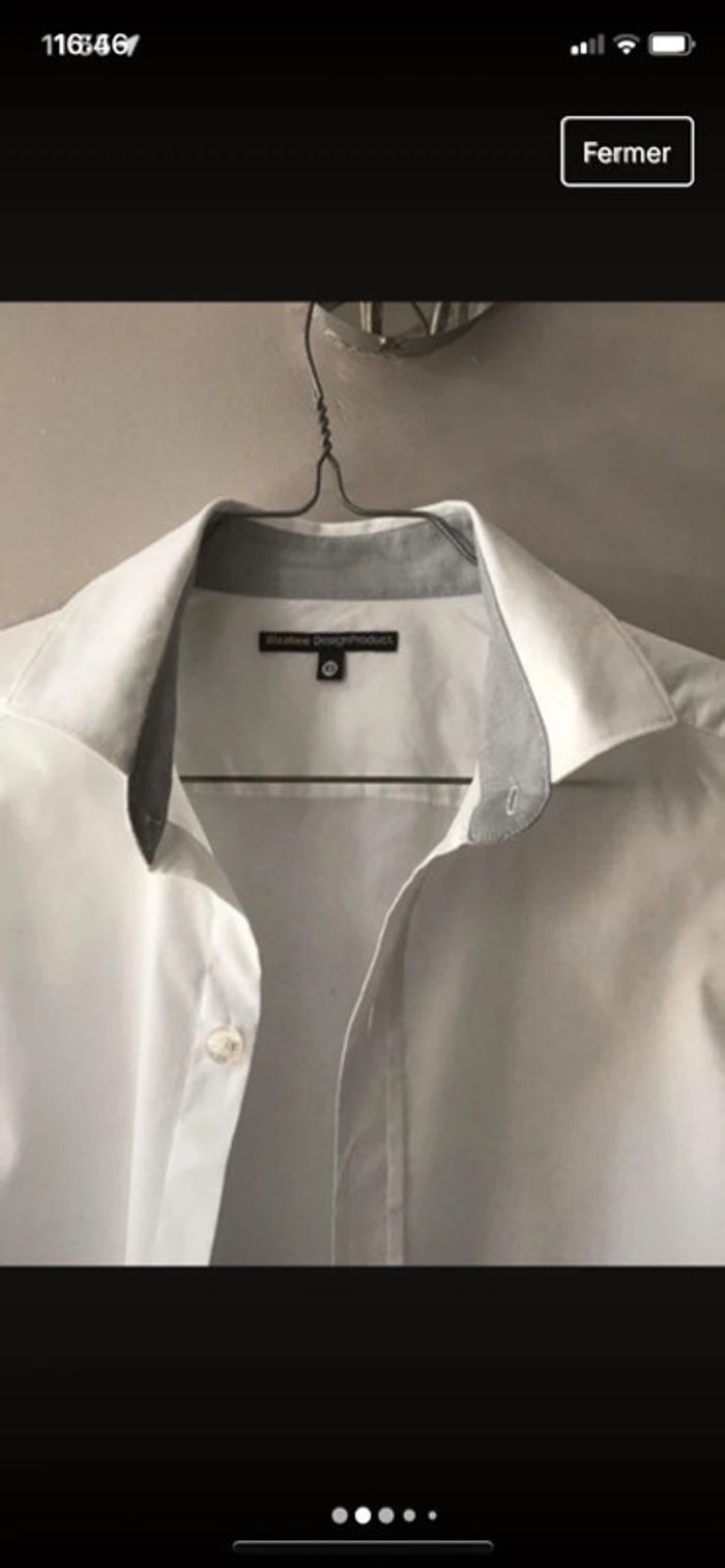 Chemise cintrée blanche détail gris - photo numéro 2