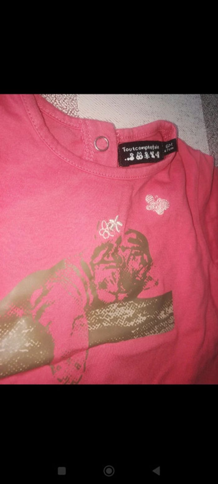 Tee shirt manches courtes rose tout compte fait 6 mois - photo numéro 2