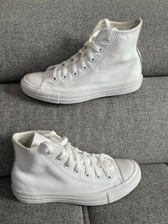 Converse blanche cuir véritable 39 - photo numéro 2