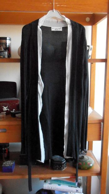 Gilet long femme, By Laetitia, taille S 36, cardigan noir