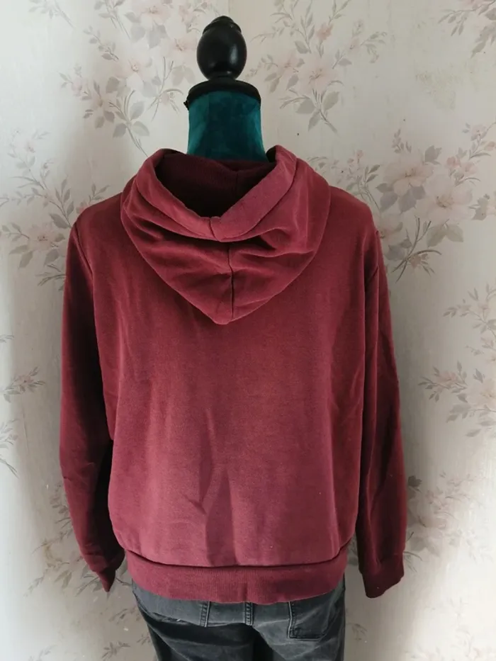 Veste à capuche bordeaux avec poche et lien à nouer blanc / pimkie/ (M/L) - photo numéro 7