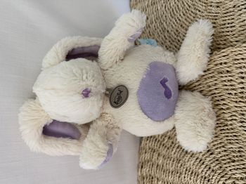 Doudou musical lapin Calins blanc mauve BABY NAT