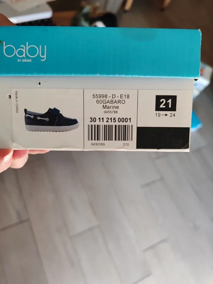 Chaussures bateau garçon comme neuves avec boîte gemo baby 21 type jean - photo numéro 8