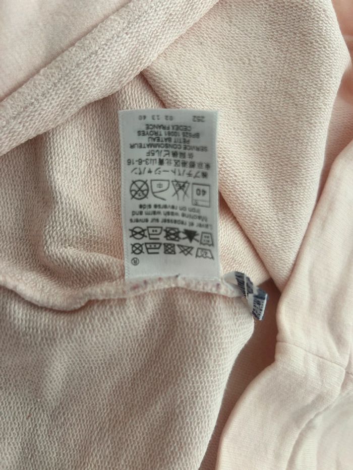 Sweat tee shirt MC petit bateau rose pale 12ans - photo numéro 8