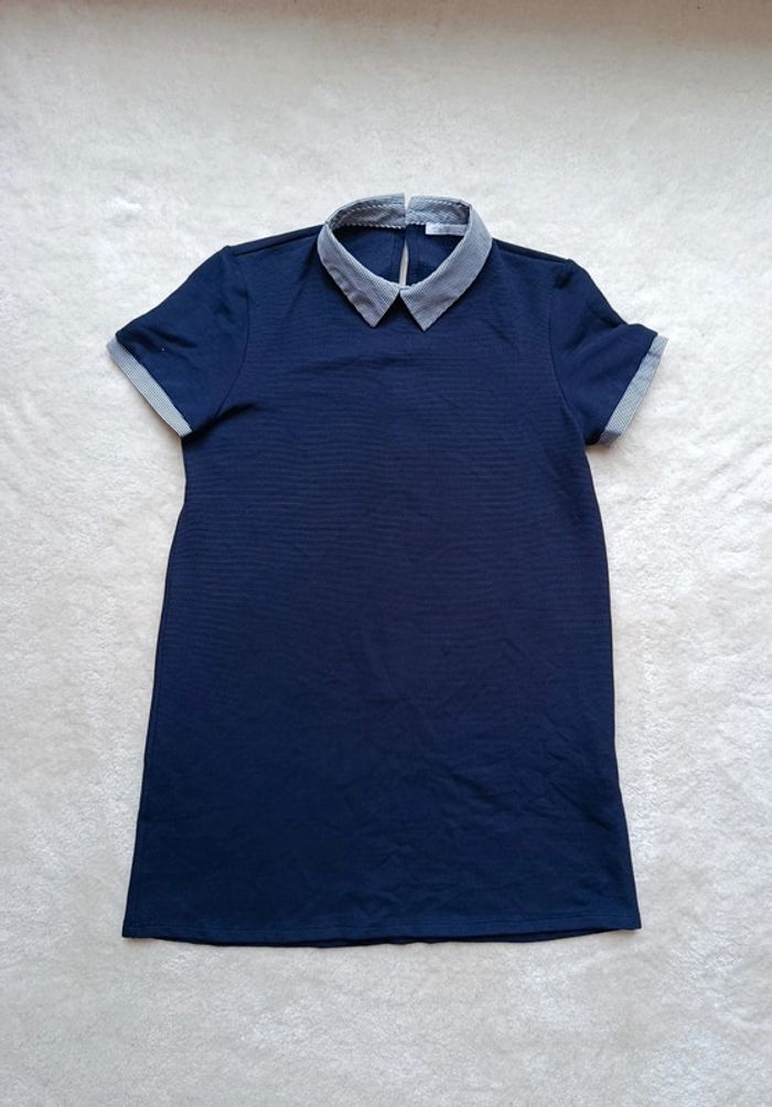 Petite robe polo Zara S col chemise couleur bleu marine