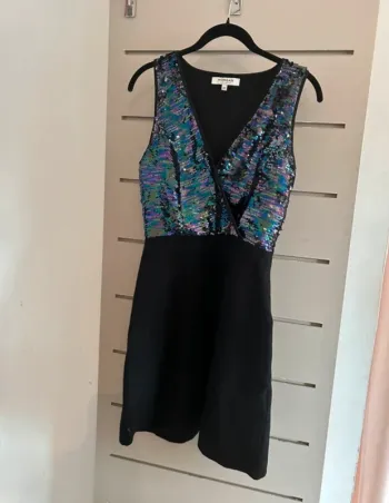 Morgan robe noire à sequins brillant, multicolore, femme, taille 34 /xs