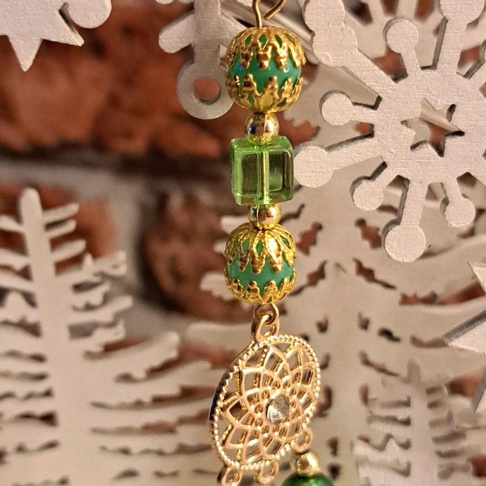 Collier chic vert doré et bronze multi rang - photo numéro 8