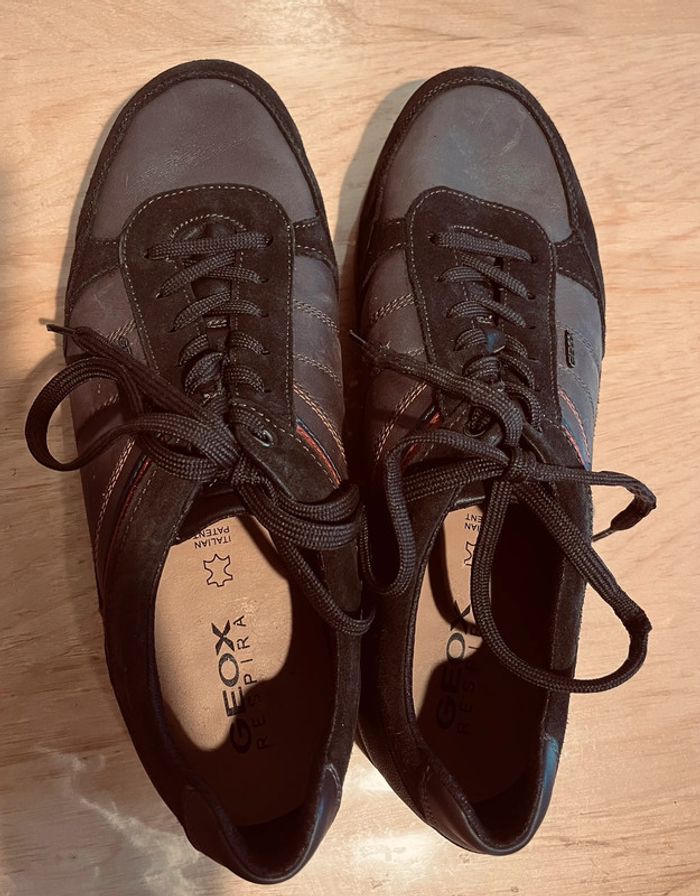 Derbys cuir marron Geox T.46 en TBE - photo numéro 2