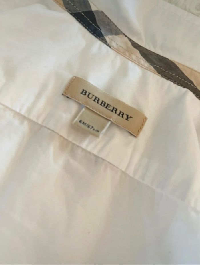 Chemise blanche Burberry authentique bébé mixte 6 mois 67 cm coton excellent état - photo numéro 2