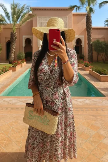 Pochette été en paille tissé & cuir  SMILE fabrication artisanale