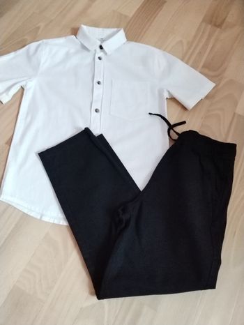 Ensemble en lin noir et blanc 134cm neuf