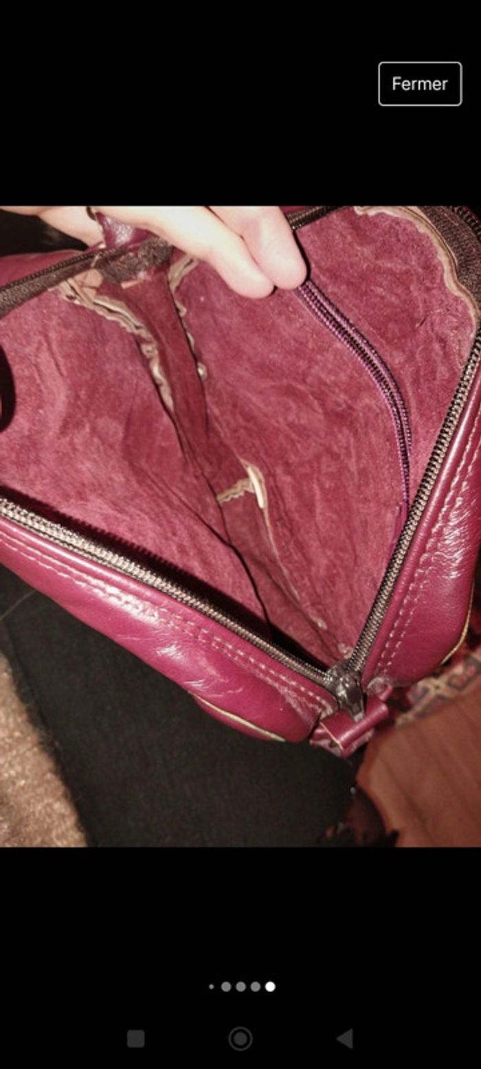 Petit sac bandoulière bordeaux et doré vintage - photo numéro 6