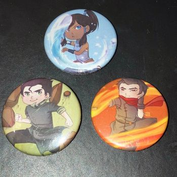 Set de 3 Badges Avatar The Legend Of Korra (Korra - Mako - Bolin)