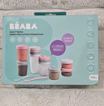 Pack 1er repas BEABA 12 portions et 2 cuillères Eucalyptus Neuf