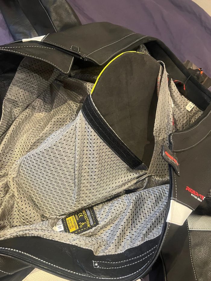 combinaison rider-tec neuf moto course cuir integral taille xl protections coudes épaules dorsale - photo numéro 6