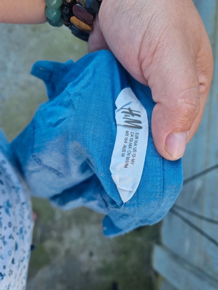 Chemise manches courtes bleue avec nœud - photo numéro 2
