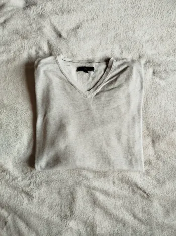 Pull col V Jules taille XL gris clair chiné