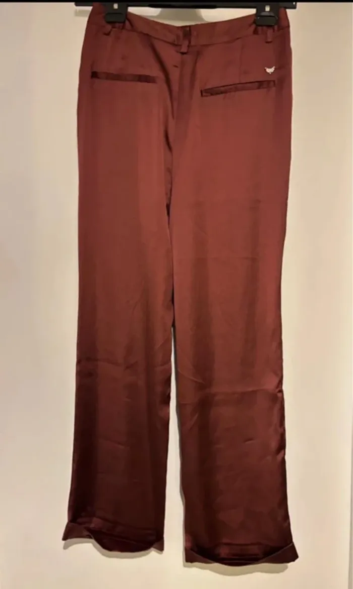 Pantalon satiné bordeaux LPB – T 38 – Neuf avec étiquette - photo numéro 7