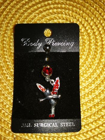 piercing fée clochette strass rouge