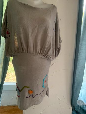 Robe pull Sidecar taille M grise avec motif manches courtes
