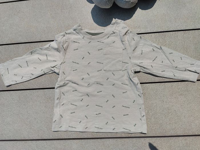 Tee shirt ml garçon vert d'eau 12 mois - photo numéro 2