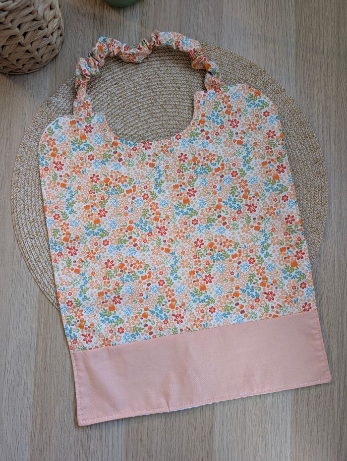 Serviette de cantine orange fleurie - photo numéro 2