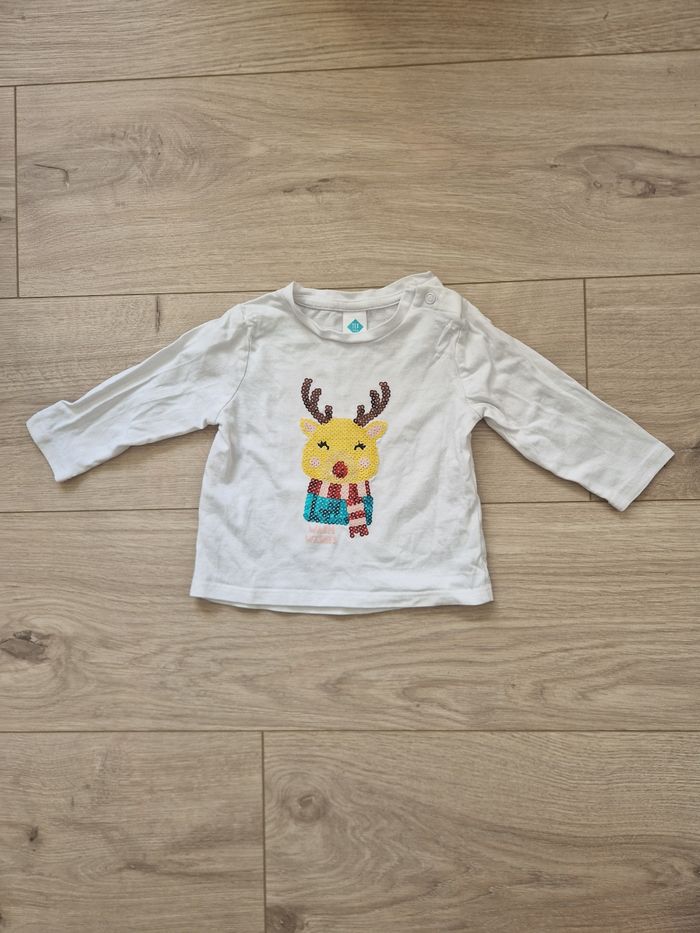 T-shirt bébé manches longues avec renne 6 mois