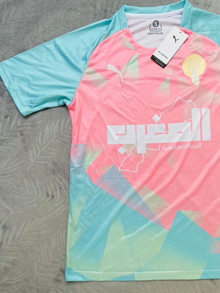 Maillot concept foot Maroc rose et bleu taille S - photo numéro 2