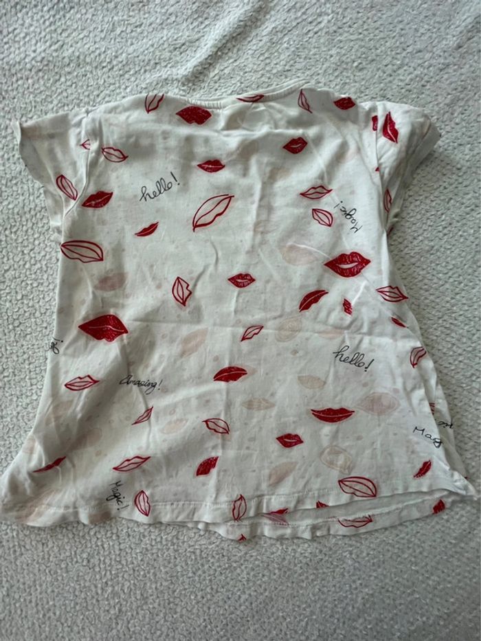 T-shirt blanc imprimé rouge fille Zara 7 ans - photo numéro 3