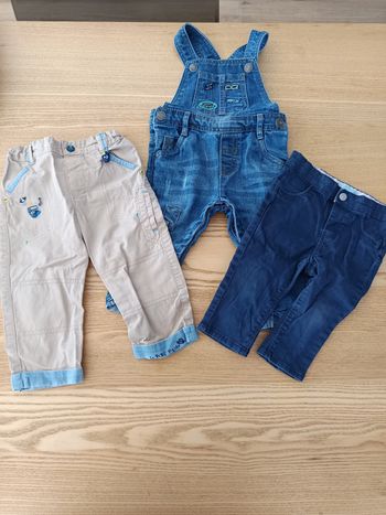 Lot salopette/pantalons 12 mois Gémo sergent major et obaibi 