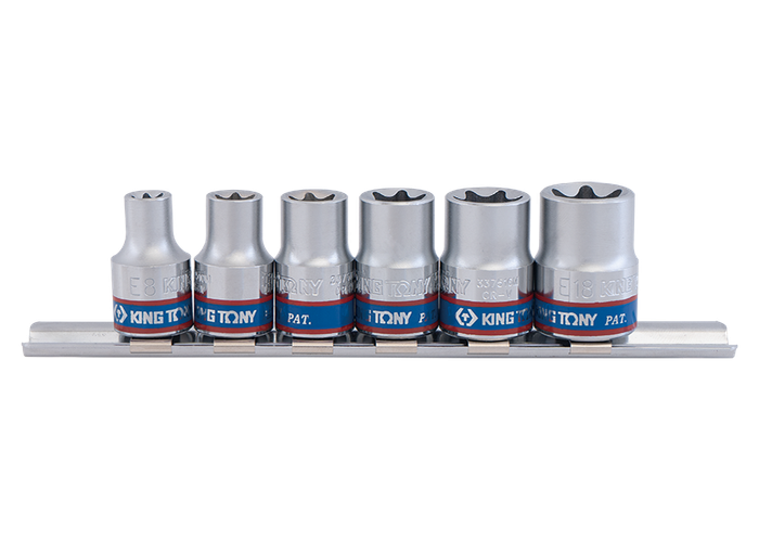 Jeu de douilles 3/8" TORX® sur rail - 6 pièces - king tony 3106PR