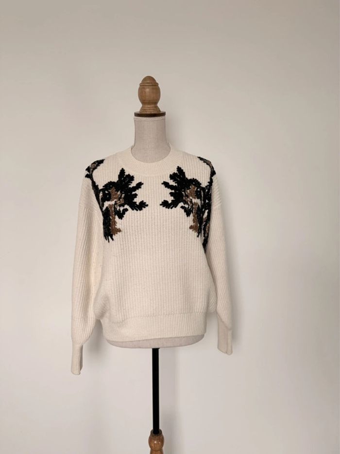 Pull hm beige sequin noir M maille vest sweat camisa blusa Maglia camicia sweater maglione suéter - photo numéro 2