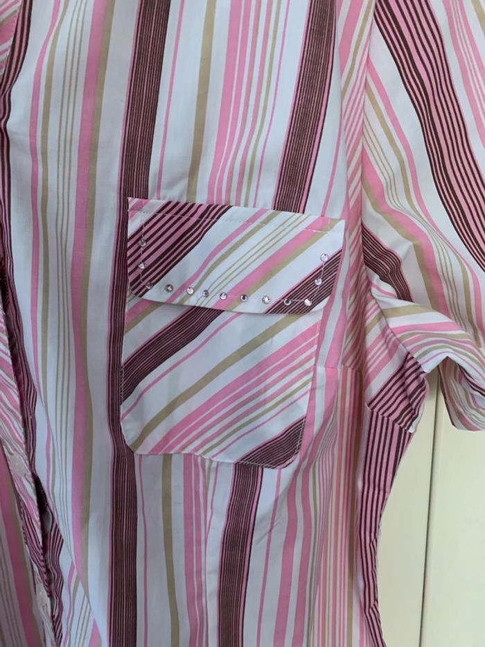 Chemise femme T48 rose manche courte - photo numéro 2