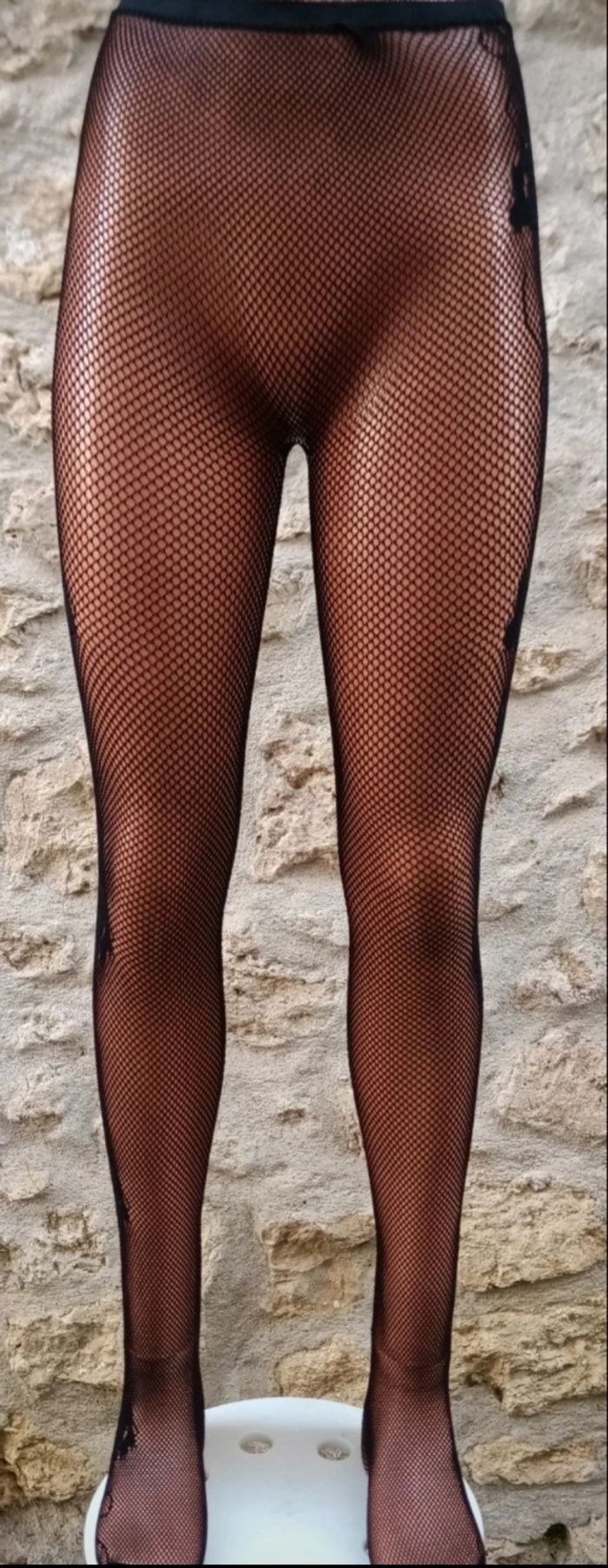 Collant résille motif fantaisie florale sur les côtés - photo numéro 2
