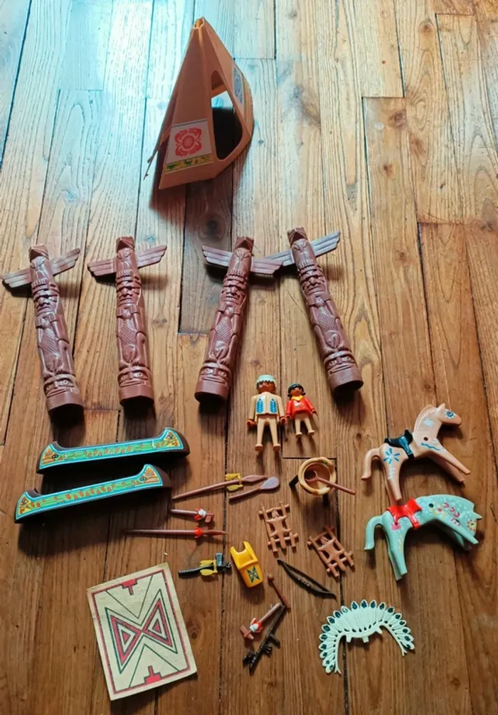 Playmobil indiens totem tipi vintage