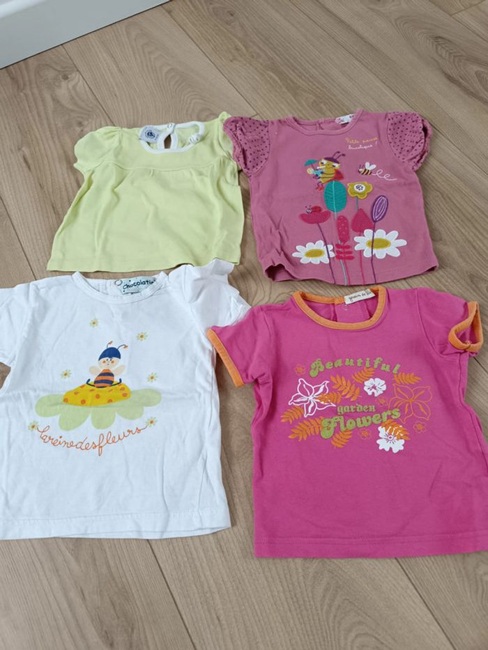 Lot 4 t shirts manches courtes 6 mois fille