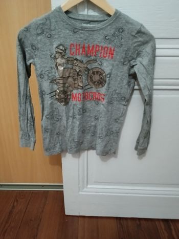 Tee-shirt in extenso gris chiné et multicolore