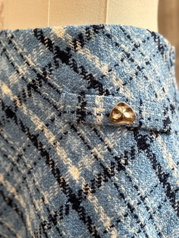 Mini jupe Mango à carreaux bleus en tweed – taille S – neuve avec étiquette - photo numéro 2