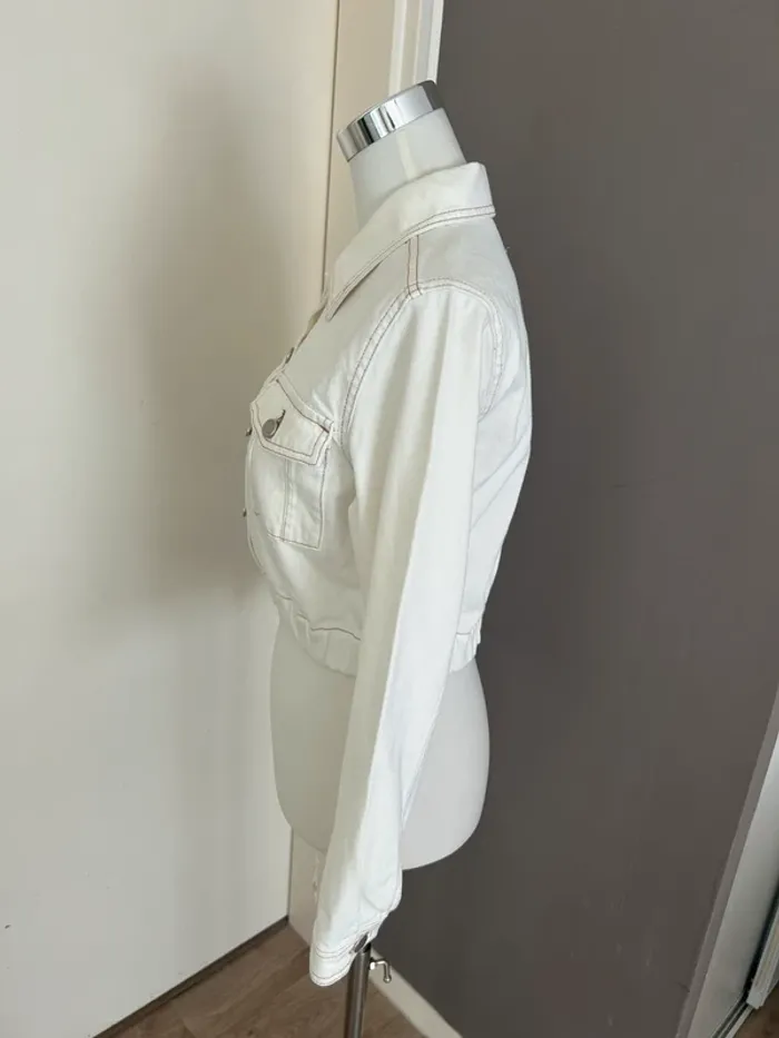 Bash veste courte jeans écru alazea taille 0/34 - photo numéro 3