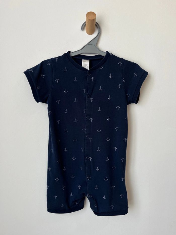 Combinaison courte bleu marine ancres - H&M 92cm (2-3ans) - photo numéro 2
